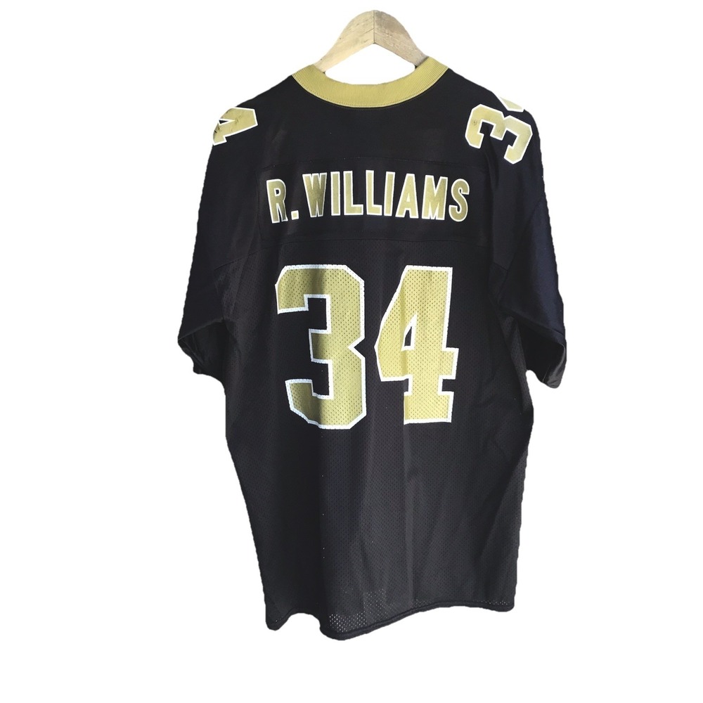 Reebok Ricky Williams #34 New Orleans Saints NFL Jersey Black Gold Size Large